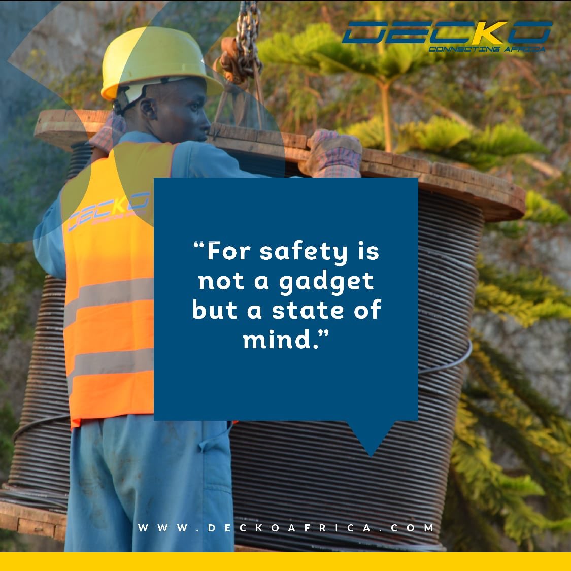 DeckoAfrica's tweet photo. Here at Decko we weave Health and Safety into our lifestyle, it is our number one priority.
#SafetyCulture #No1Priority #ConnectingAfrica https://t.co/y4nhhirWNg