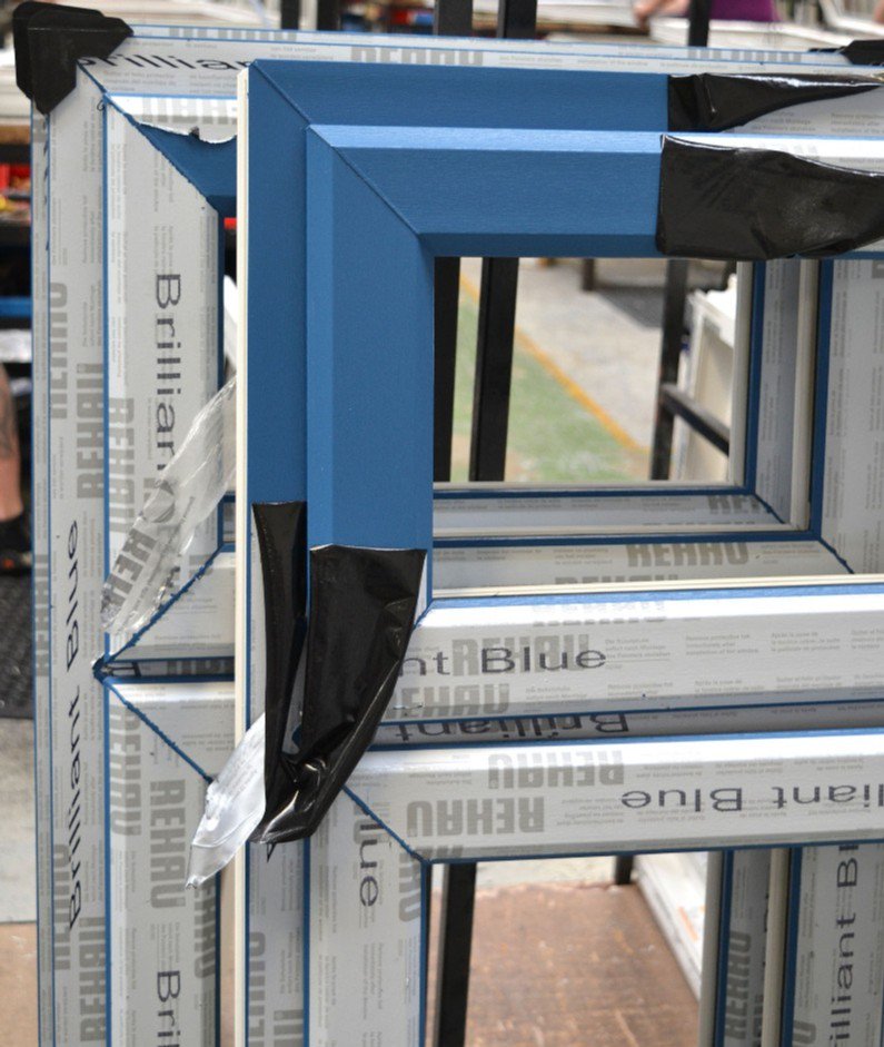 ClimatecWinLtd's tweet photo. At Climatec we are used to seeing the colour Brilliant Blue when fabricating front doors, but we're excited to see a batch of casement windows in this colour being prepped for delivery to our customer 👍 @REHAUWindows @RENOLITGroup #bluewindows https://t.co/AzDlrjpEhD