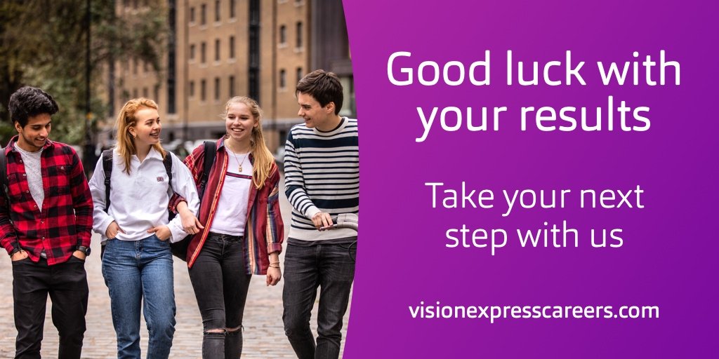 Good Luck to everyone receiving their A-Level results today!

Have you decided what you're going to do now? Check out what Vision Express have to offer on our Apprenticeship Programme? Find out more at lnkd.in/g2jEzuF #alevelresults2019 #VisionExpressapprenticeships