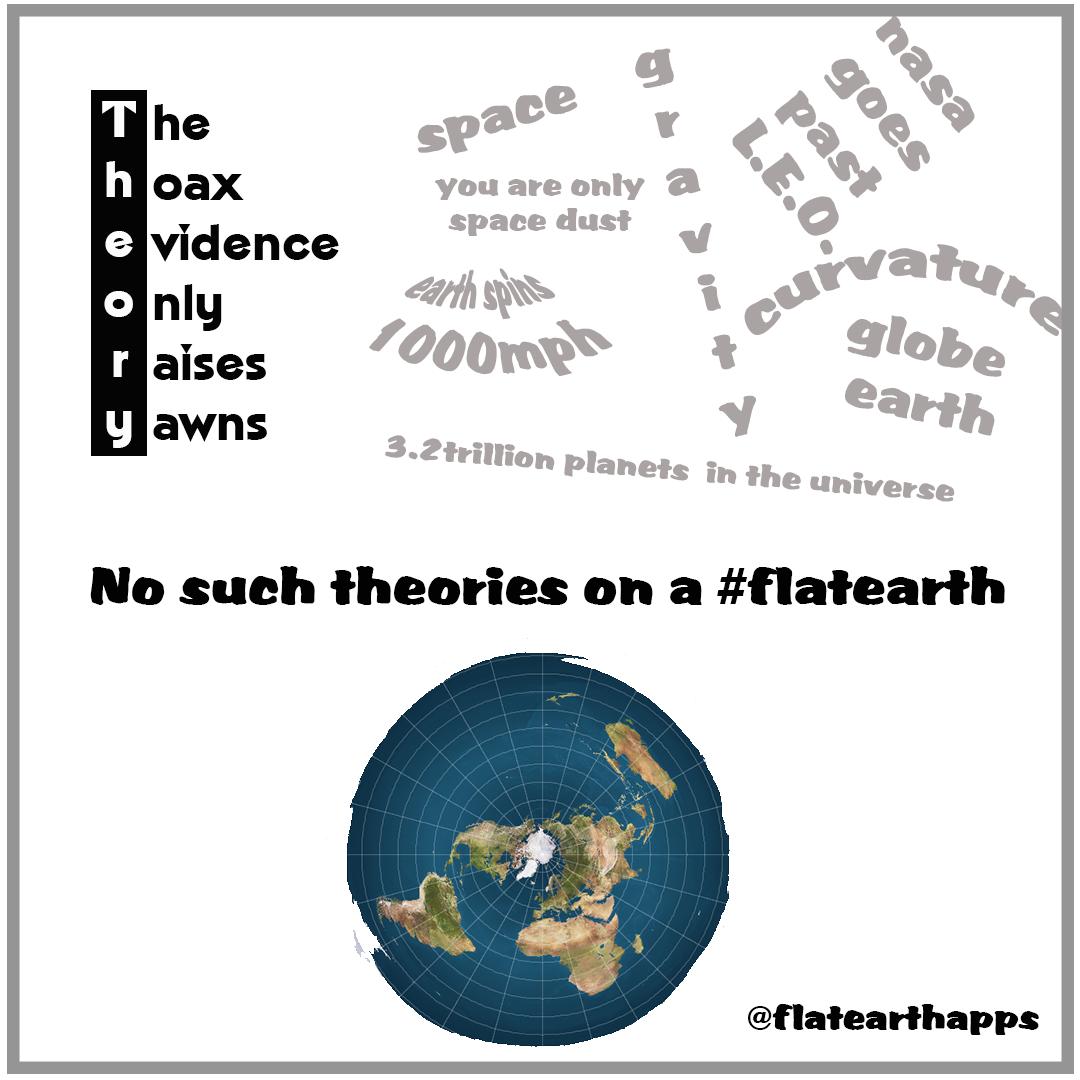 FlatEarthApps's tweet photo. My take on "theory". What's yours?
Then go #research #FlatEarth 😀 https://t.co/pUoG68LJSm