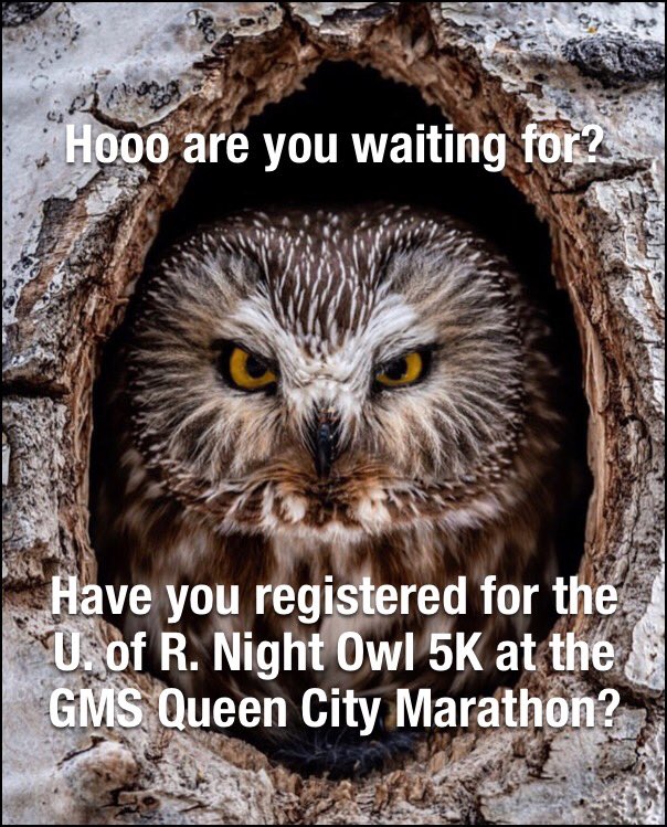 RunQCM's tweet photo. Come to the dark side. Register for the #QCM2019 @UofRegina #NightOwl #5K - 8 pm, Fri. Sept. 6th - part of @GMSlivingwell @RunQCM race weekend. Register at https://t.co/nkWo8BcgM1. Add one of our Sunday races and qualify for the #ScribblyChallenge. #RunRegina @RunRegina https://t.co/sp9tRRHyPK