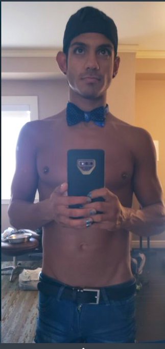 I can rock the bow tie without a shirt and blue nail polish, but not like I&rsquo;ll rock your world. Check<a href="/tag/smile"class="tags"><span>#smile</span></a><a href="/tag/rentmen"class="tags"><span>#rentmen</span></a><a href="/tag/atyourservice"class="tags"><span>#atyourservice</span></a><a href="/tag/stayingclassy"class="tags"><span>#stayingclassy</span></a>