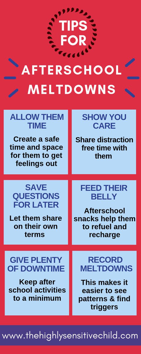 sensitivekids1's tweet photo. 6 tips for handling after school meltdowns. https://t.co/8ZdUKBFcNi #HSP #sensory #meltdowns #highlysensitive #parentingtips https://t.co/YIqad4Kgre