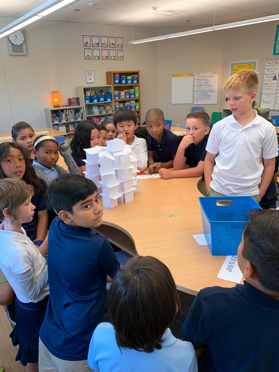 Reese_Ornellas's tweet photo. Index card tower building #STEM challenge to kick off the year! Such an impactful activity to teach critical thinking while promoting  community and team building @westlakecharter #4thgrade https://t.co/nkPKdOGh6K
