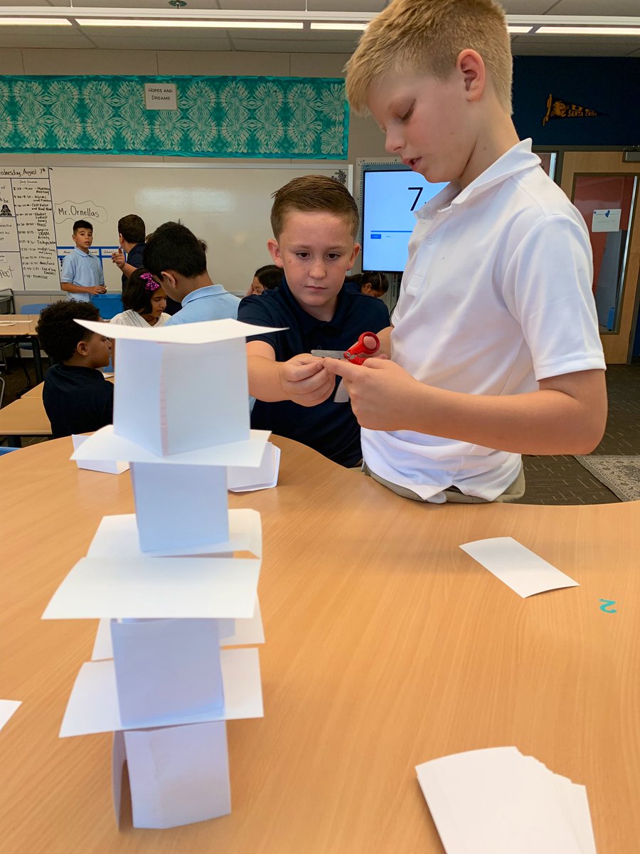 Reese_Ornellas's tweet photo. Index card tower building #STEM challenge to kick off the year! Such an impactful activity to teach critical thinking while promoting  community and team building @westlakecharter #4thgrade https://t.co/nkPKdOGh6K