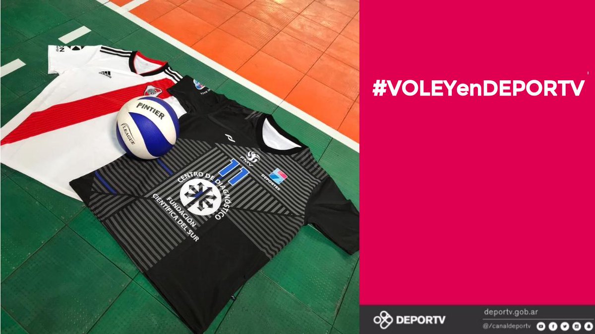 canaldeportv's tweet photo. [SORTEO] Hoy podés participar por:

1. Camiseta de River
2. Camiseta de Lomas
3. La pelota Pintier oficial

¿Cómo? Fácil. Nos seguís, das RT a este tuit y comentás con el HT #VOLEYenDEPORTV y listo. 🏐 https://t.co/RKdnV54xgk