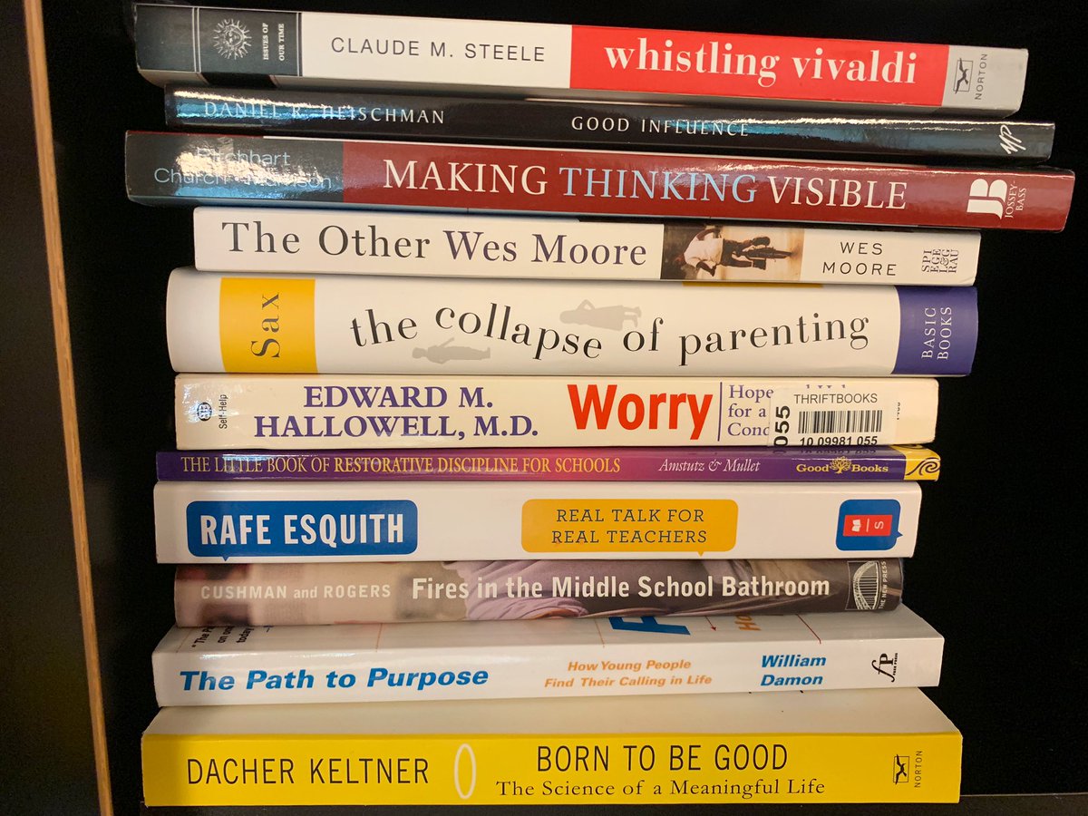 KFMS6th's tweet photo. Teachers have assigned summer reading, too. This summer = The Dyslexic Advantage. Last summer = Whistling Vivaldi. Also pictured are four of my personal favorites from previous years and additional texts. #makeitstick #quiet #isitreallycheating #skinnedknee https://t.co/tnh6qtSp70