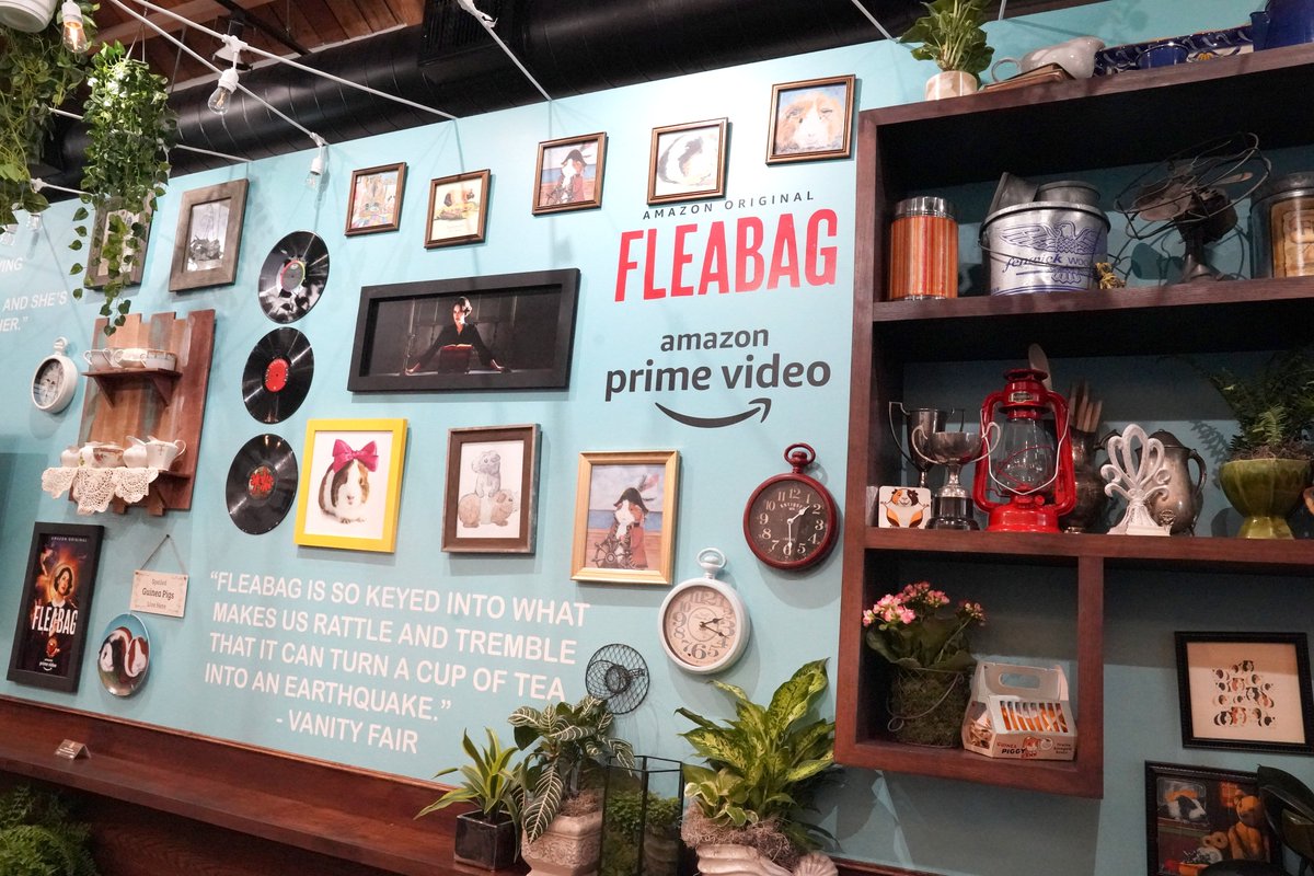 fleabag's tweet photo. Los Angeles: now's your chance to experience #Fleabag and Hilary's cafe for yourself! ๐น Come pet the guinea pigs, have a drink and a chat today through Aug. 9 from 10 - 6pm at 7924 Melrose Ave. https://t.co/EistY8ieZn