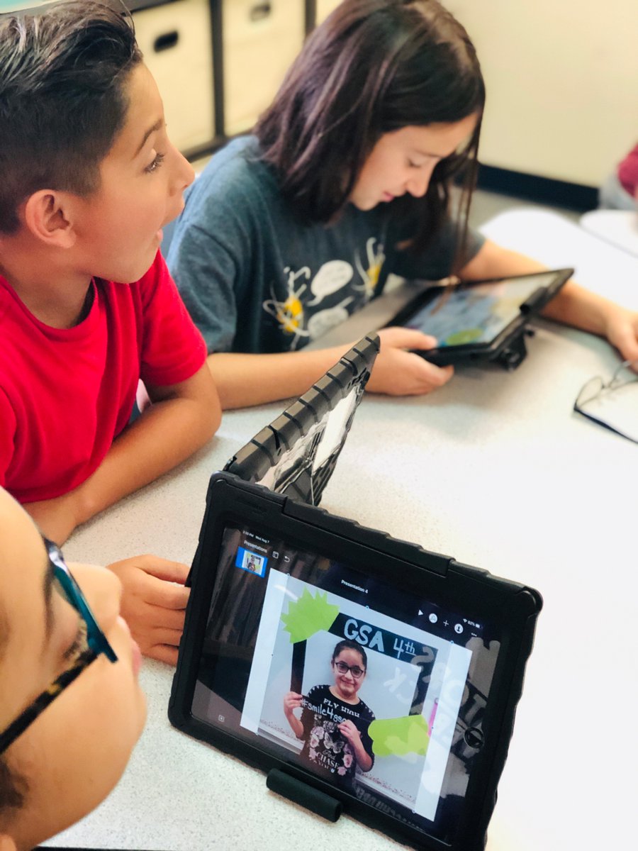 geekyteachergsa's tweet photo. Keynote project I did with my 4ths. Started with frame at Open House/Day One. Picked words to describe ourselves. Imported frame pic &amp; descriptive word pics into Keynote and using Instant Alpha, &amp; we made better, personalized pics! #everyonecancreate #smile4gsa #gatorsareamazing https://t.co/2f0JGopekn