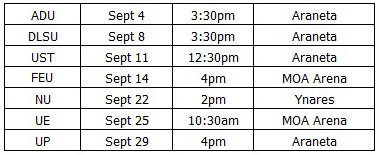 TeamAMDG's tweet photo. UNOFFICIAL:
UAAP Season 82 Men's Basketball 1st Round Schedule.

Go Ateneo! One Big Fight! #OBF82 #B3BOB https://t.co/uKJexxCDm2
