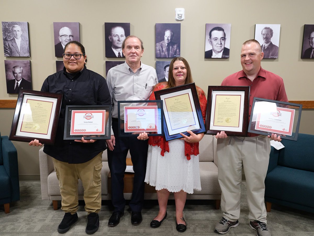 MeritMedical's tweet photo. Congratulations to the Merit Medical employees who were recognized last night at the South Jordan City Council by the City and by@AHAUtah for their bravery in using CPR and AED to save a fellow colleagueβs life. #MeritStrong #AHA https://t.co/dB5sxbDpAe