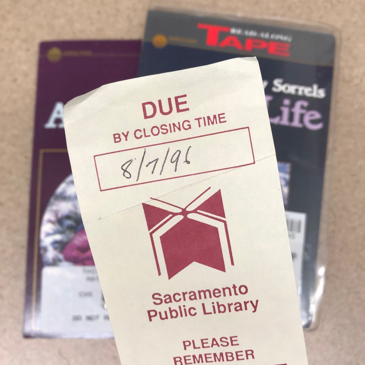 saclib's tweet image. We found this in the pile of returned books. 

Happy 23rd anniversary, overdue book. It&apos;s good to see you again. #overduebook 2/2