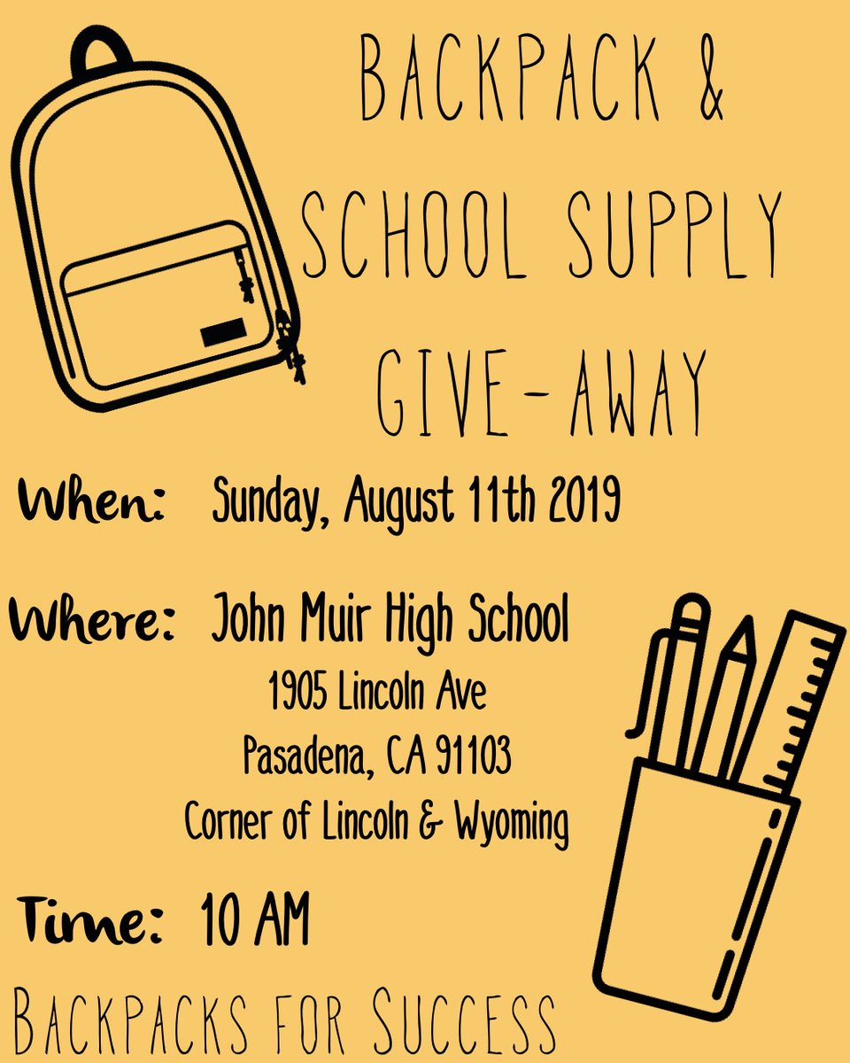 ElXapulin's tweet photo. Spread the word. We’re distributing backpack to students ages 7-17  from Northwest Pasadena this Sunday. https://t.co/0QepUR4KeU