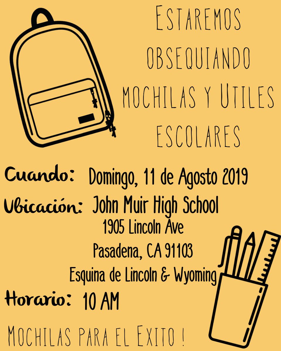 ElXapulin's tweet photo. Spread the word. We’re distributing backpack to students ages 7-17  from Northwest Pasadena this Sunday. https://t.co/0QepUR4KeU