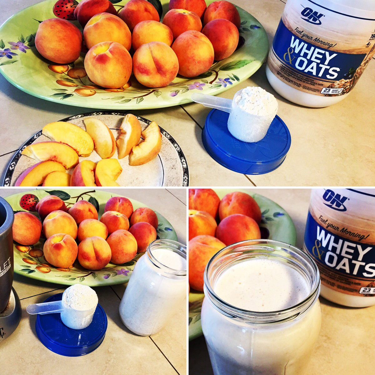 NoCarbsNoSugar's tweet photo. A #CompleteBreakfast with @Team_Optimum Whey and fresh peaches. Buy your protein at @Bodybuildingcom https://t.co/86FMNQltSh