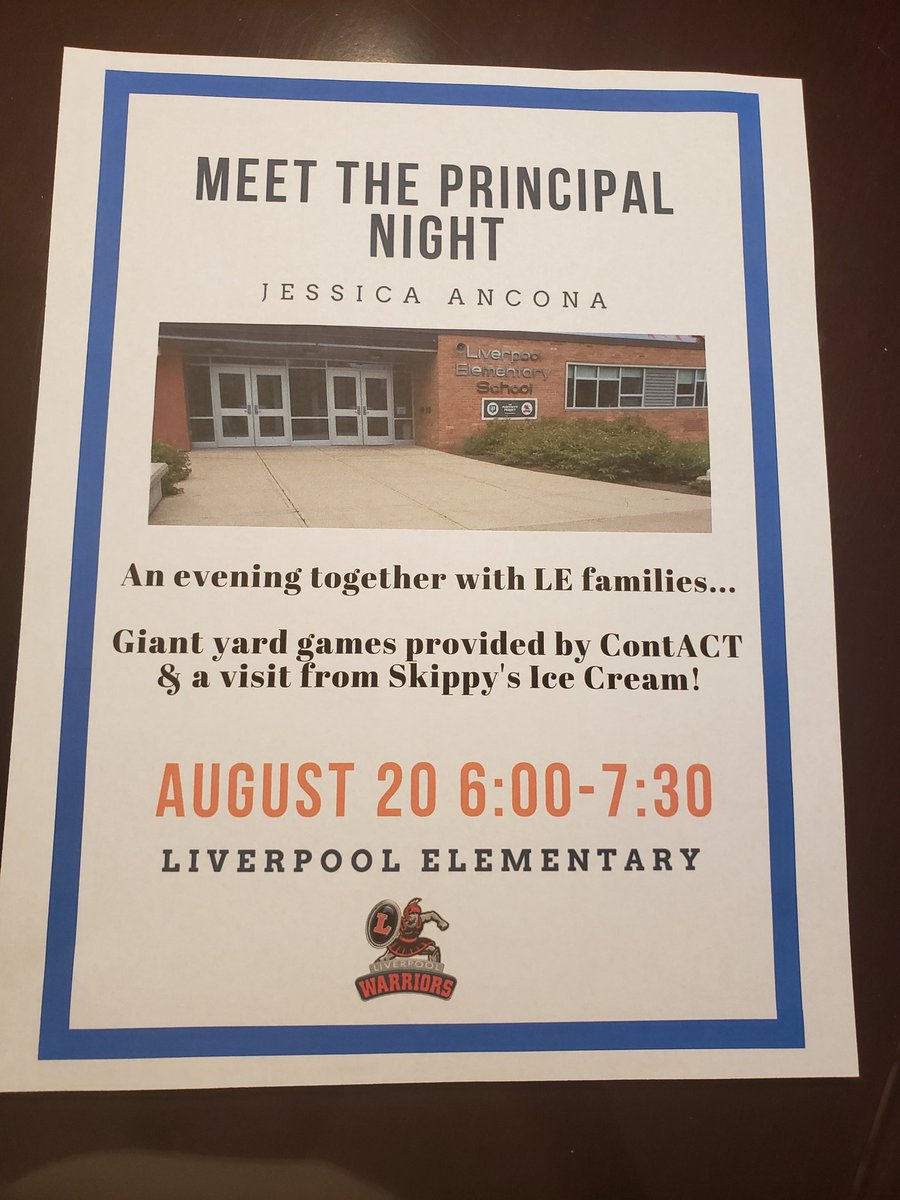 JAnconaLHS's tweet photo. It's "Meet the Principal" Night at LE! Hope to see our families there! https://t.co/RxEw2PD42o