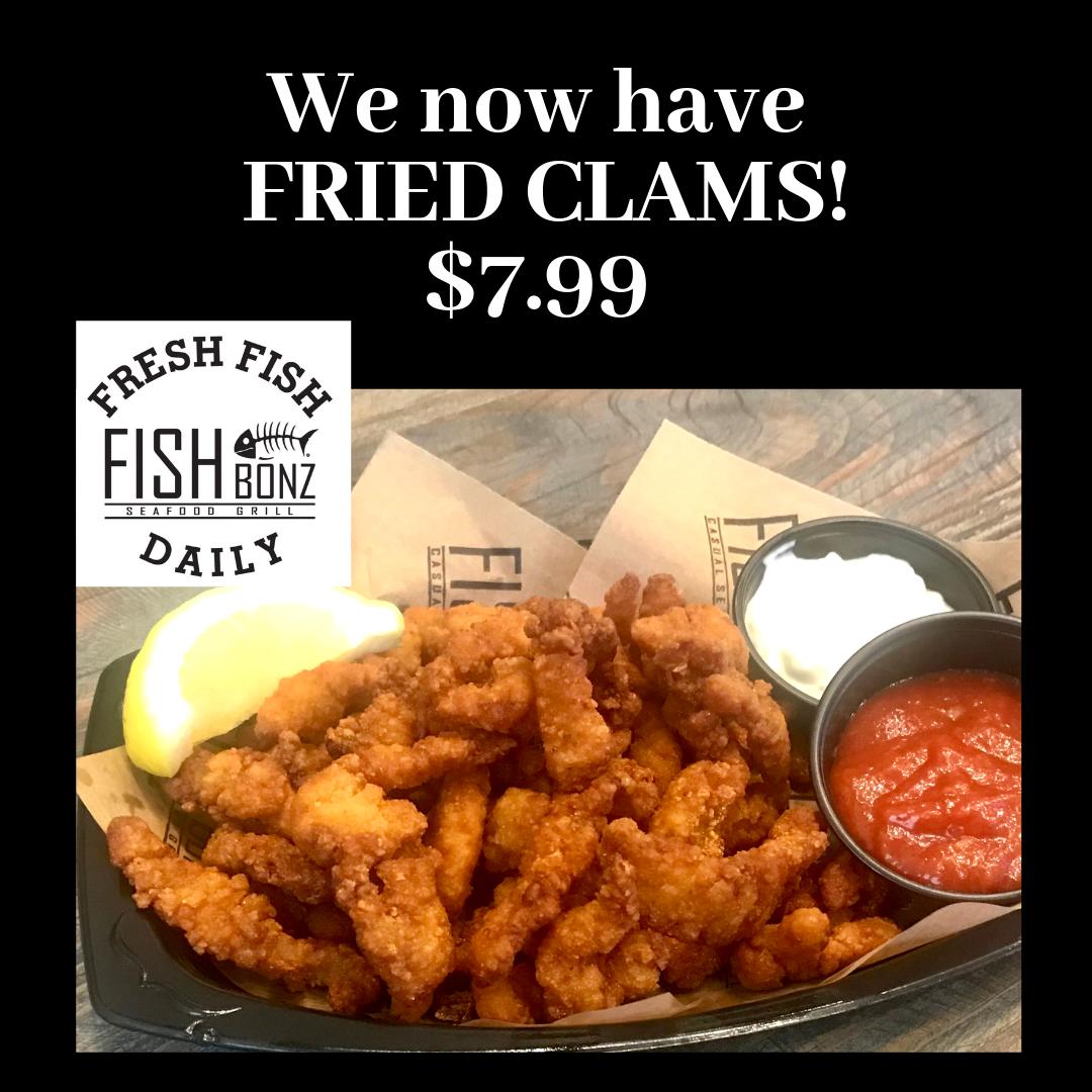 FishBonzGrill's tweet photo. Yes! Fried Clams are here! Try our new appetizer for just $7.99 every day! https://t.co/xriXlX5sMU