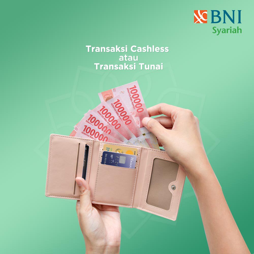 Assalamualaikum Sahabat Hasanah, hari gini gak perlu bawa banyak uang buat transaksi karena sekarang waktunya transaksi keuangan non tunai alias cashless. 

Sahabat, lebih suka bertransaksi cashless atau transaksi tunai nih?
Share yuk di kolom komentar. :)