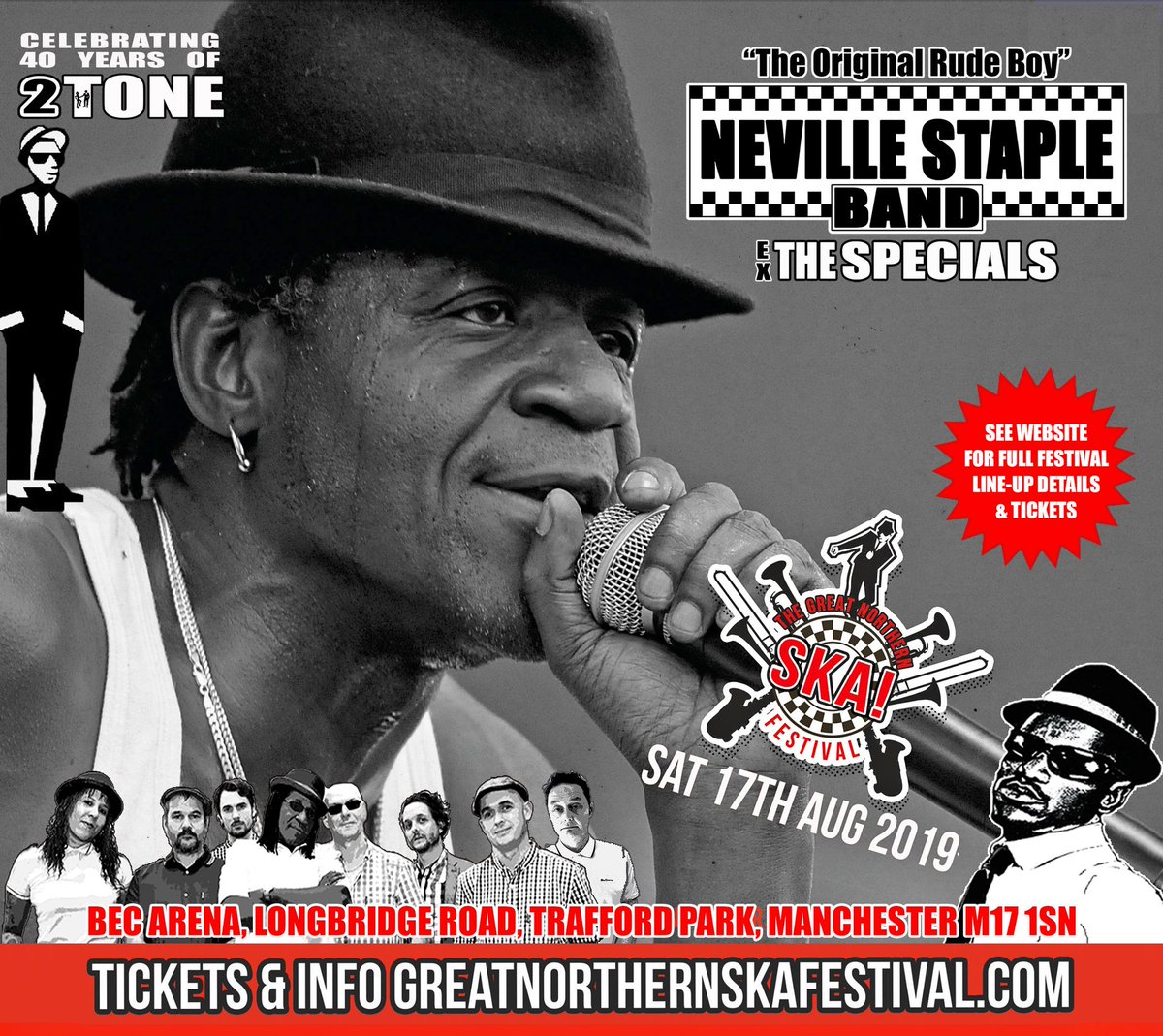 NevilleStaple's tweet photo. @NevilleStaple Band will headline in Manchester 17th Aug at the #GreatNorthernSkaFest #GNSF2019
#40YearsOf2Tone
#exTheSpecials
https://t.co/yMEtgLQAWT https://t.co/lCpxb0ru9j