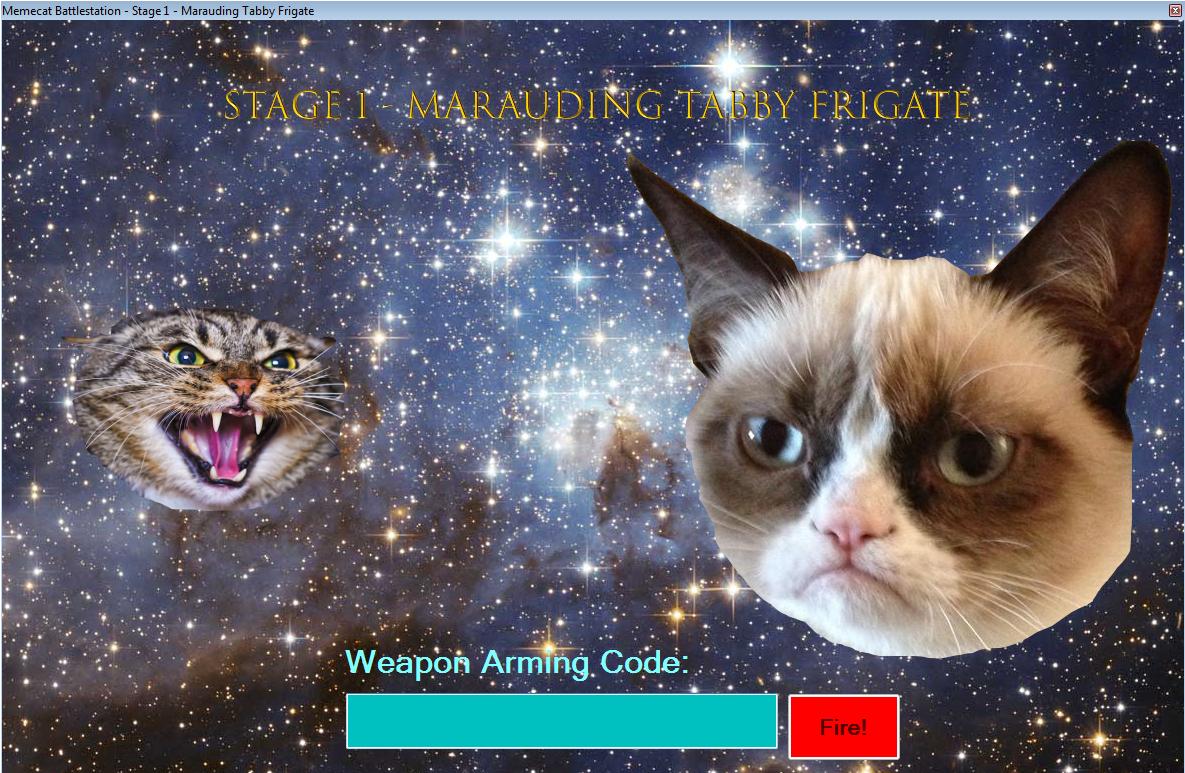 ItsReallyNick's tweet image. Booted up #FLAREvm and MemeCatBattlestation.exe is glorious.
 &amp;gt;&amp;gt; Stage 1 - Marauding Tabby Frigate!
#FLAREon6 bonus level from #BHUSA2019