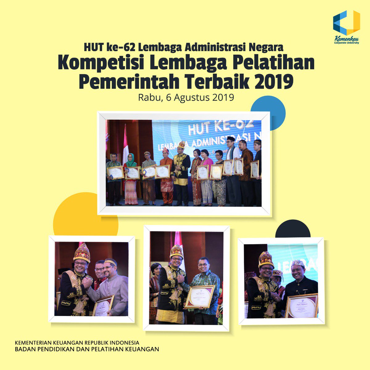 BPPKkemenkeu's tweet photo. Warganed! Pagi-pagi Edmin udah bagikan kabar gembira loh. Bbrp waktu lalu BPPK mewakili Kemenkeu @KemenkeuRI berhasil menyabet beberapa penghargaan dlm Kompetisi Lembaga Pelatihan Pemerintah (LPP) Terbaik 2019 yg diselenggarakan oleh Lembaga Administrasi Negara (LAN) @LAN_RI https://t.co/ogu15Q6ekl