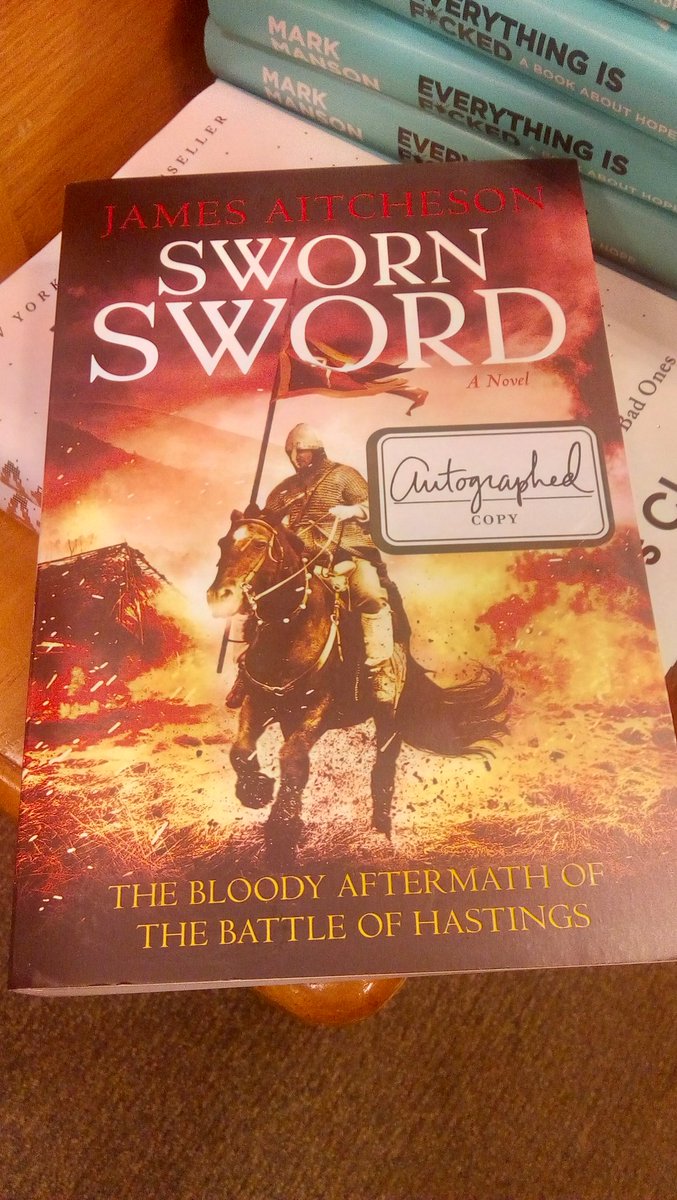 JamesAitcheson's tweet photo. Who's ready for a treasure hunt? There is, to the best of my knowledge, exactly one copy of #SwornSword signed by me and available for purchase in the whole of North America, and it's in @BNStateElm, Chicago. Go find it! @Sourcebooks https://t.co/V8MbSfk2Jt
