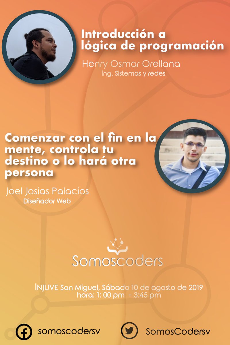 SomosCodersv's tweet photo. Te esperamos,no lo olvides puedes aprender cosas nuevas y compartir tus conocimientos e ideas #programminglife #SoyUnCoder #SomosCoders #vamosacodear #codeemos #Developer #coding #ElSalvador #injuve @InjuveSV https://t.co/38ORITjyQi