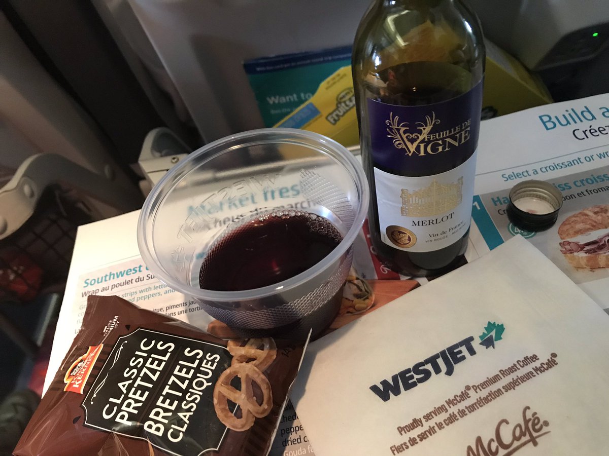 WilsonLynBurke's tweet photo. Best flight home to Toronto. @GameOfThrones on the Westjet app. Kids slept. And complimentary wine from Westjet. Thanks @WestJet for being awesome 😃 https://t.co/1MAxH00mtC