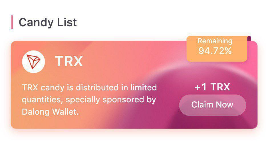 dalong_wallet's tweet photo. 💐💐In order to feedback the user，The free🍬🍬 #TRX #Candy  🍭🍭event has started again，Come to Dalong Wallet and get🎁🎁 1 #TRX  for free 😍😍every day。#airdrop https://t.co/uBdYDVWOAC https://t.co/Gwsdjx3T2e