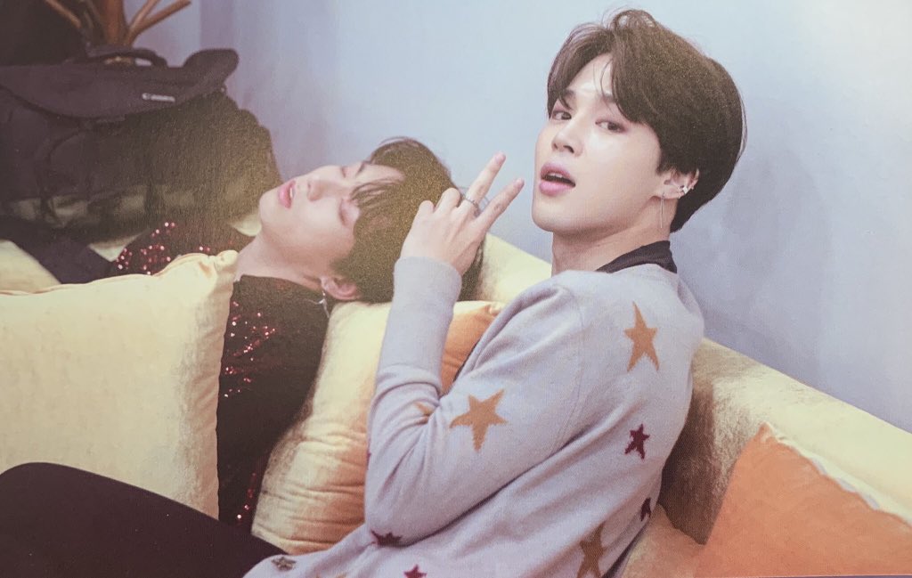 jikookarchive's tweet photo. The way jimin just keeps posing with jungkook still sleeping beside him 😂 https://t.co/gdtnrRnvgU