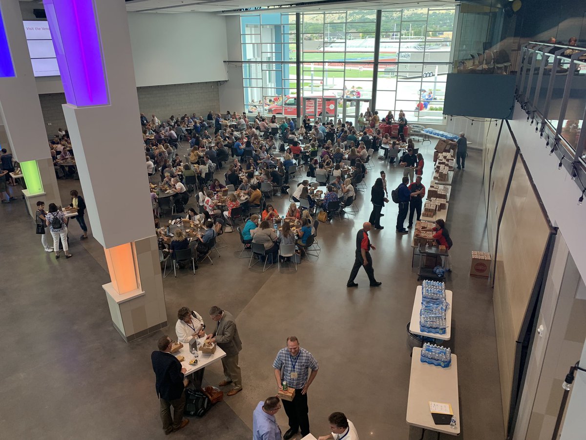 joannamonson's tweet photo. We hosted #dtc11 the 11th annual Davis Technology Conference today at Farmington High School. Some may see people eating lunch. I see ideas being shared, excitement for learning, and great friends! @clarsen6 @HerbstRachelle @cnef https://t.co/rZ3rOTmRQi
