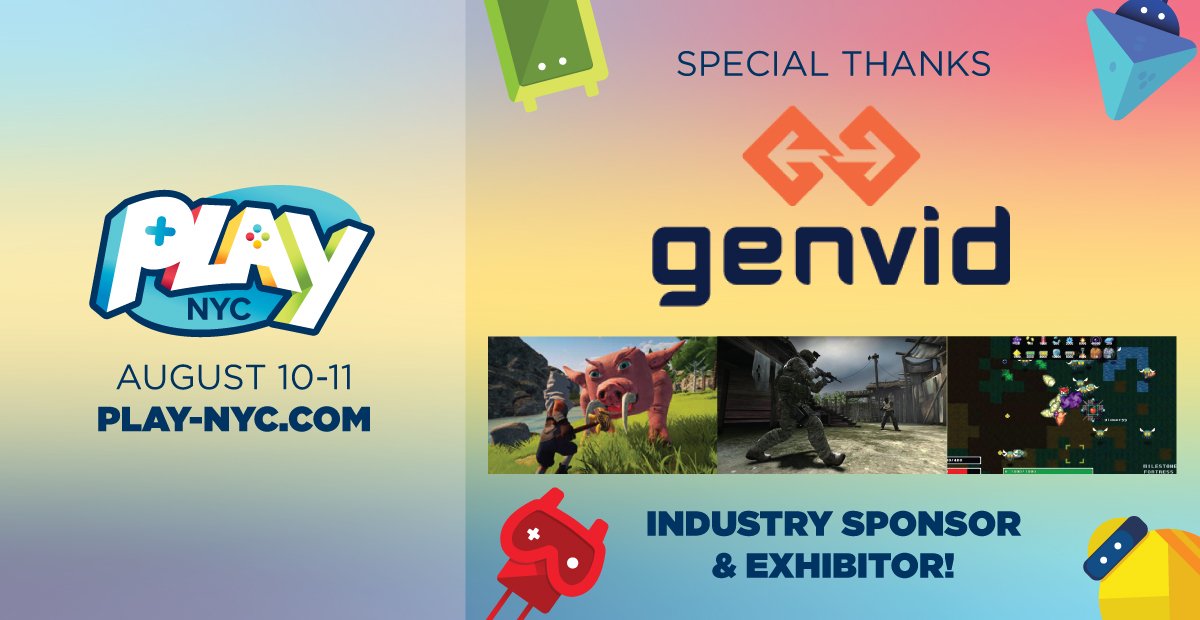 🎉A big #PlayNYC thank you to <a href="/GenvidTech/">Genvid Technologies</a>!🎉

Welcome to our new sponsor! Super cool tech that enables devs to create &amp; deliver premium interactive broadcasts to livestreaming audiences. Try it through games like <a href="/chkngame/">CHKN</a> &amp; @csgo this weekend!

GET TIX 👉 play-nyc.com