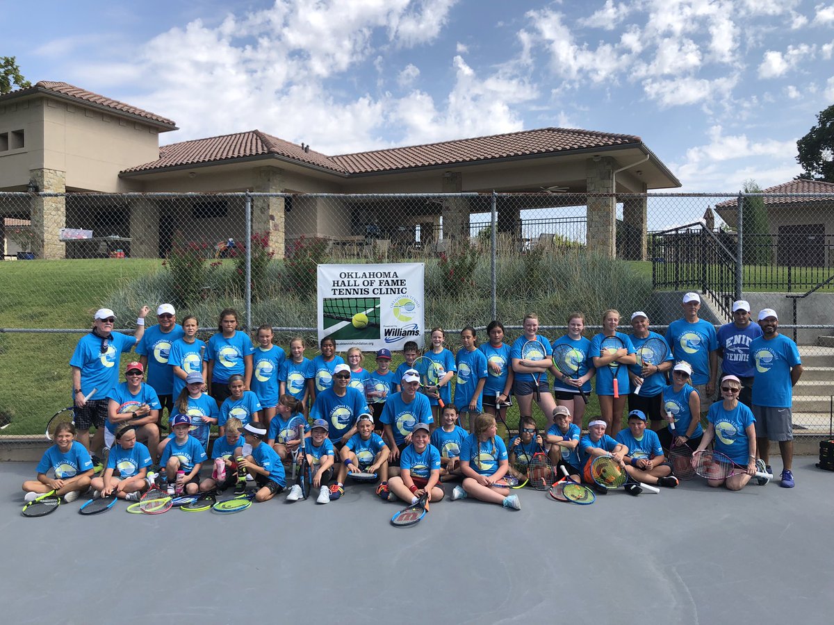 ok10sfoundation's tweet photo. We had a fantastic time in Enid, OK today!! 40 kids joined us for a great day! We are so grateful for the awesome HOF coaches and volunteers who make days like today possible! A big thank you to Coach Paul Lockwood and Coach Mark Johnson for leading so well! #oktf #ustaok #tennis https://t.co/En6nMqH9Lz