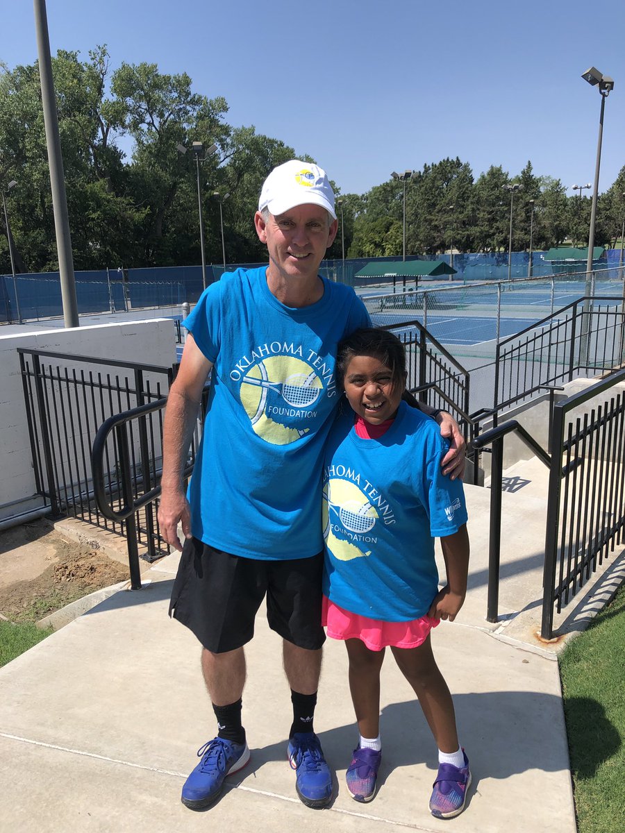 ok10sfoundation's tweet photo. We had a fantastic time in Enid, OK today!! 40 kids joined us for a great day! We are so grateful for the awesome HOF coaches and volunteers who make days like today possible! A big thank you to Coach Paul Lockwood and Coach Mark Johnson for leading so well! #oktf #ustaok #tennis https://t.co/En6nMqH9Lz
