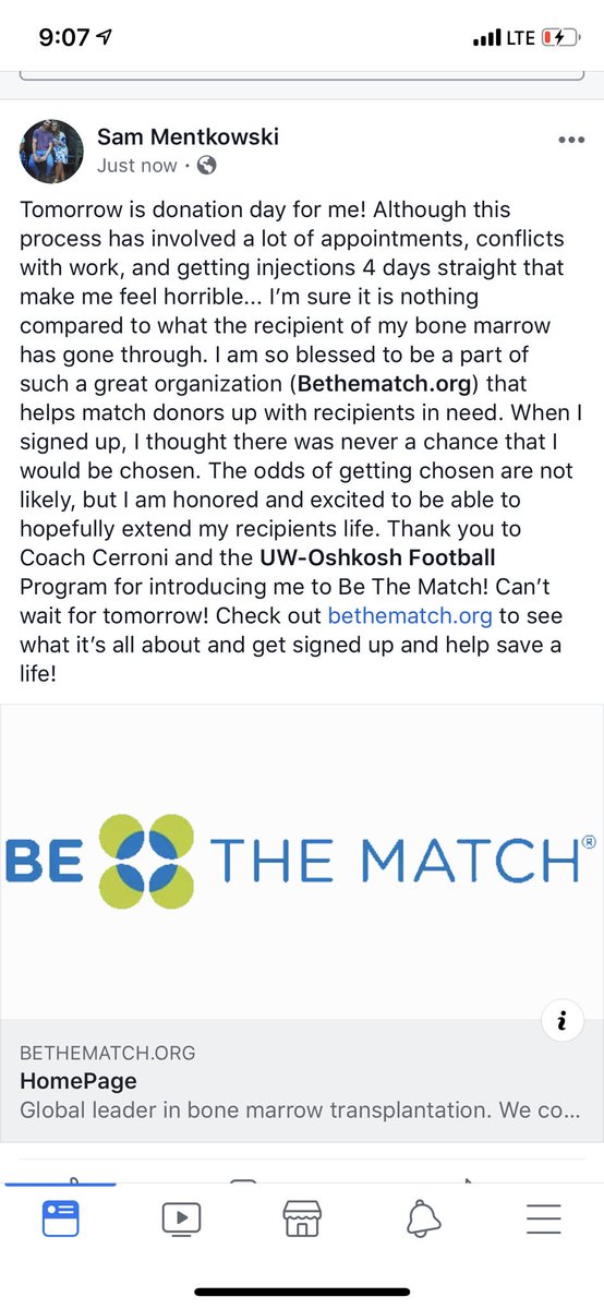 sammentos2's tweet photo. .@BeTheMatch @UWOFootball https://t.co/iaOnLx0N8b