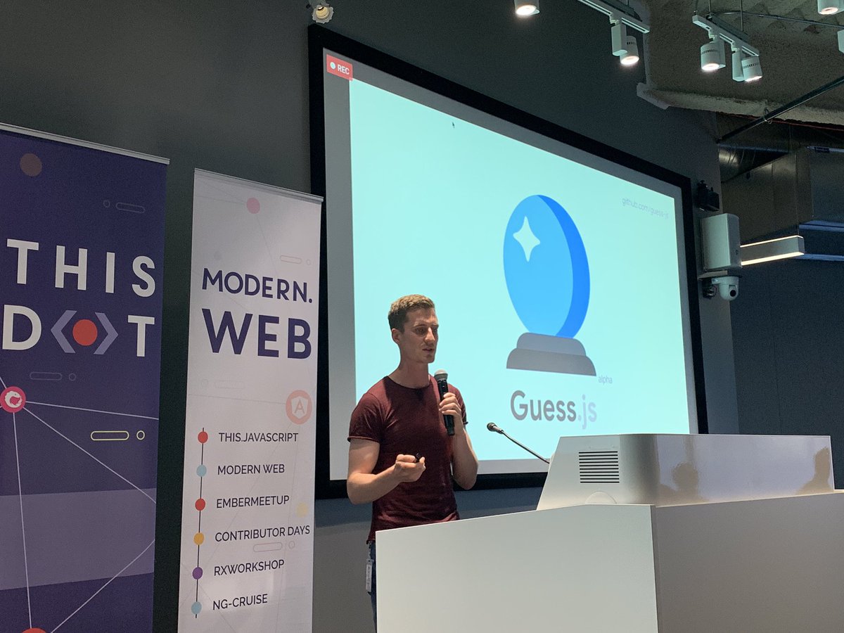 moderndotweb's tweet photo. Prefetching with @guessjs_ in 90 seconds!
Thx @mgechev for teaching us how to make fast #angular apps! #modernweb #gdgsv #guessjs https://t.co/hqC419Uf0E