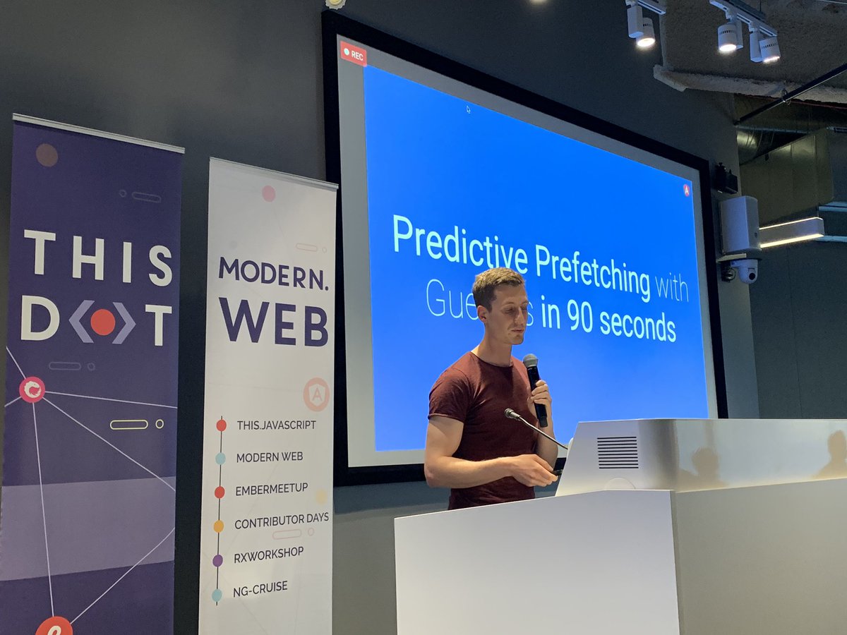 moderndotweb's tweet photo. Prefetching with @guessjs_ in 90 seconds!
Thx @mgechev for teaching us how to make fast #angular apps! #modernweb #gdgsv #guessjs https://t.co/hqC419Uf0E