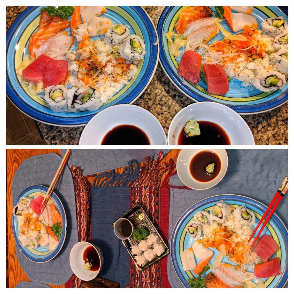 art_artlee's tweet photo. "Tonite'sDinner" #storebought from @woorimart #asianmarket in #princetonjunction #sashimi (#salmon #tuna #whitefish ) #pickledginger + #californiaroll #wasabi+ #shumai #gastronomia #fooddesign #collageart #representationalart #art #arte #artmatters https://t.co/jMCSMnV6fT
