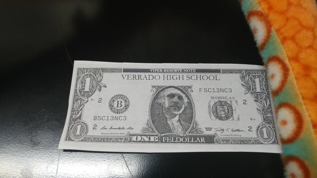 The latest and greatest currency - Feldollars. Cannot be exchanged with Shrute Bucks or Stanley Nickels.