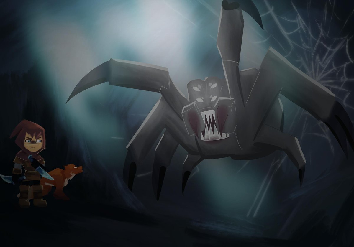 Shadrok_D's tweet photo. A quick piece from the wife featuring everyone's favorite monster, the spider! I hope you guys like it as much as I do! @Hytale @ThomasFrick  #HytaleFanArt https://t.co/77ht1aJRTb