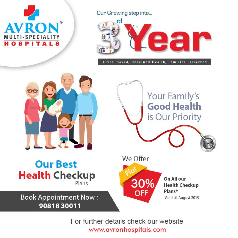 AvronHospitals's tweet photo. #AVRON_HOSPITALS
#HealthCheckupPackages
#30%off
#HealthCheckupPlan
#AvronOpd
#HealthTipsOfTheDay
#HealthBenefits
#SayNoToHealthProblem
#BOOK_APPOINTMENT
#CALL_919081830011
#HEALTH_TIPS
#NABH_PREACCREDITED
#EFOT
#TOP_HOSPITALS
#BEST_HOSPITALS
#avronhospitals https://t.co/Tbybt6OB6j
