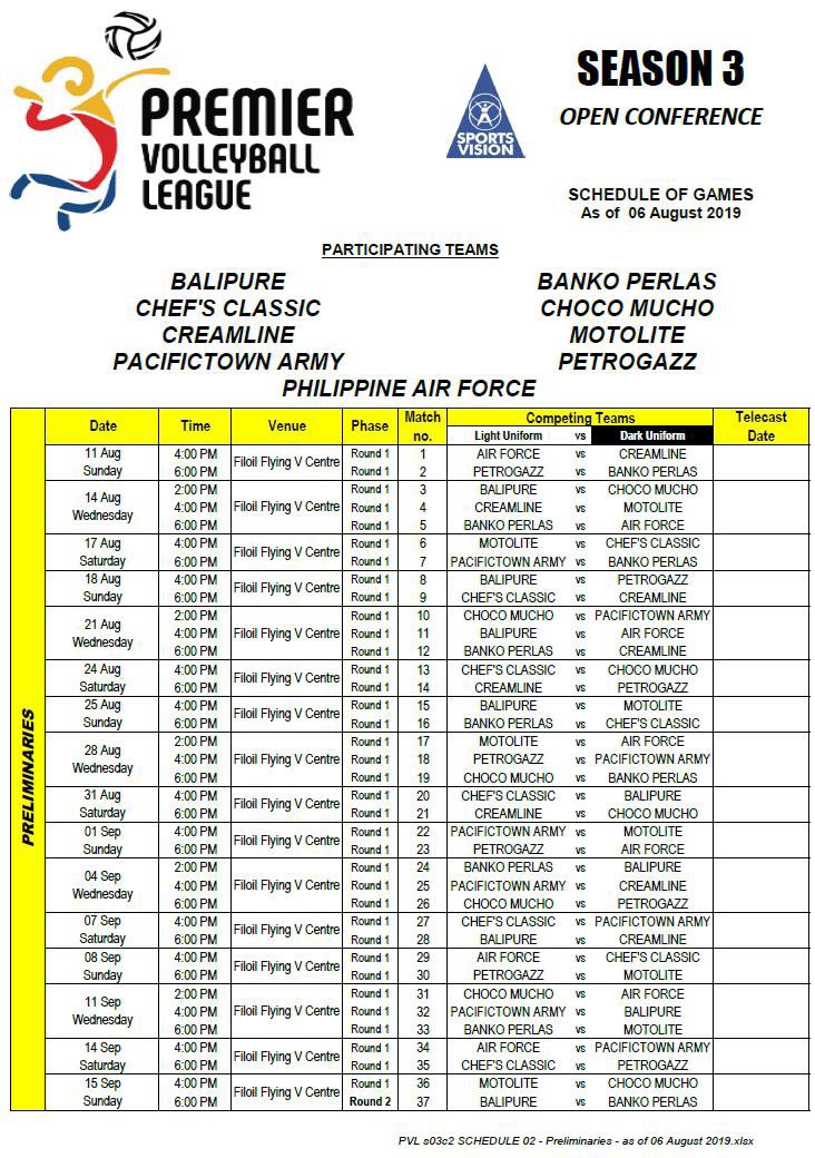 PhenomAlyssaV's tweet photo. NEWEST AND UPDATED SCHEDULE OF THE FIRST ROUND OF THE PVL OPEN CONFERENCE 💗 https://t.co/cWScZseIdB