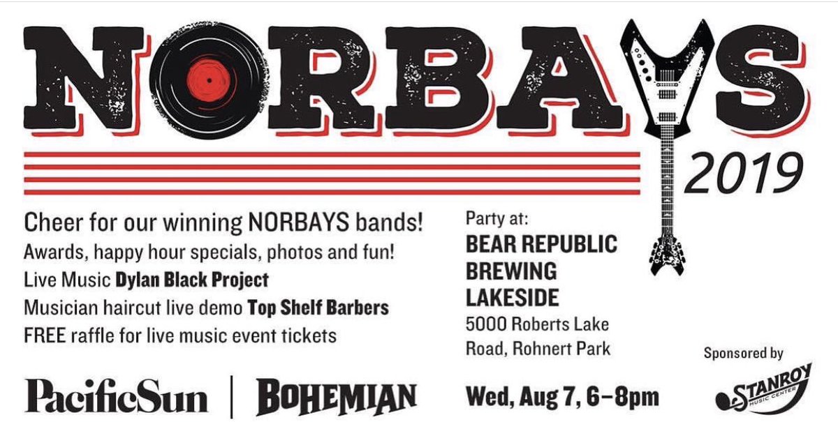 Come Together! We're celebrating with our 2019 winners. 21 winners. Live music Dylan Black Project. Josh Windmiller gets a new haircut/beard trim - live demo by Top Shelf Barbers. Free raffle for live music event tickets. FREE.  <a href="/bearrepublic/">Bear Republic</a> @northbaybohemian #solhorizon