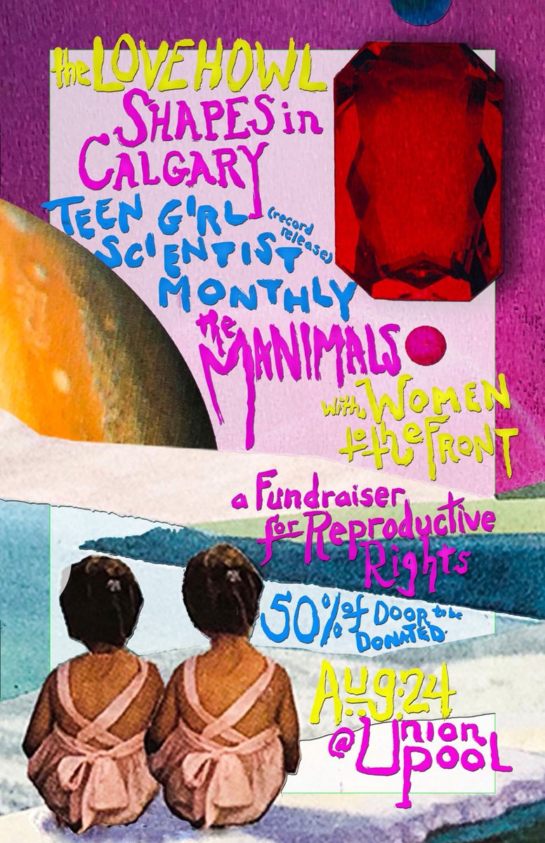 TeenGirlSciMo's tweet photo. GUYS. Release Show. @UnionPool. With @TheLoveHowl + @shapesincalgary + @ManimalsBand + @WomenToTheFront. 50% of the door to @AbortionFunds. August 24! 🎉🎊🎈 https://t.co/9DvdoqGFI5