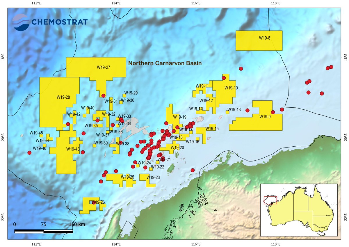 Chemostrat's tweet photo. The 2019 Australian offshore acreage release has been launched with 64 areas available for bidding, including 52 on the NWS. We have an extensive experience with over 230 wells analysed across the NWS, nearly half of which is available open-file. Info: AuOffice@chemostrat.com https://t.co/gWrMT5u2VM