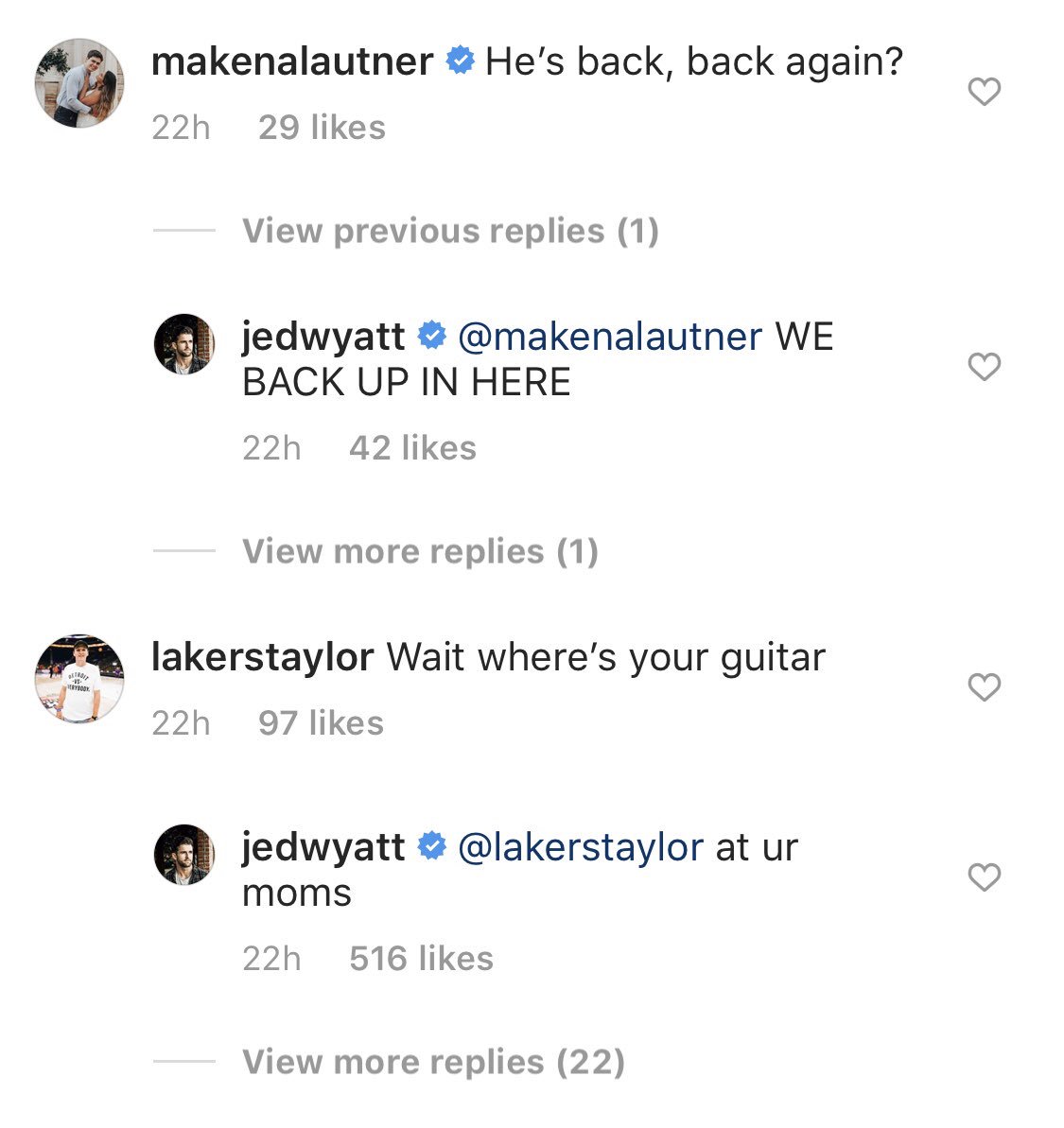 odelia_aran's tweet photo. @viallnicholas28 thoughts on these comments Jed is leaving on his ig?? https://t.co/rxxmIFsfVF