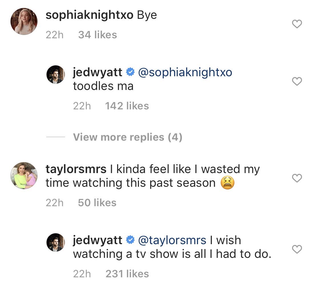 odelia_aran's tweet photo. @viallnicholas28 thoughts on these comments Jed is leaving on his ig?? https://t.co/rxxmIFsfVF