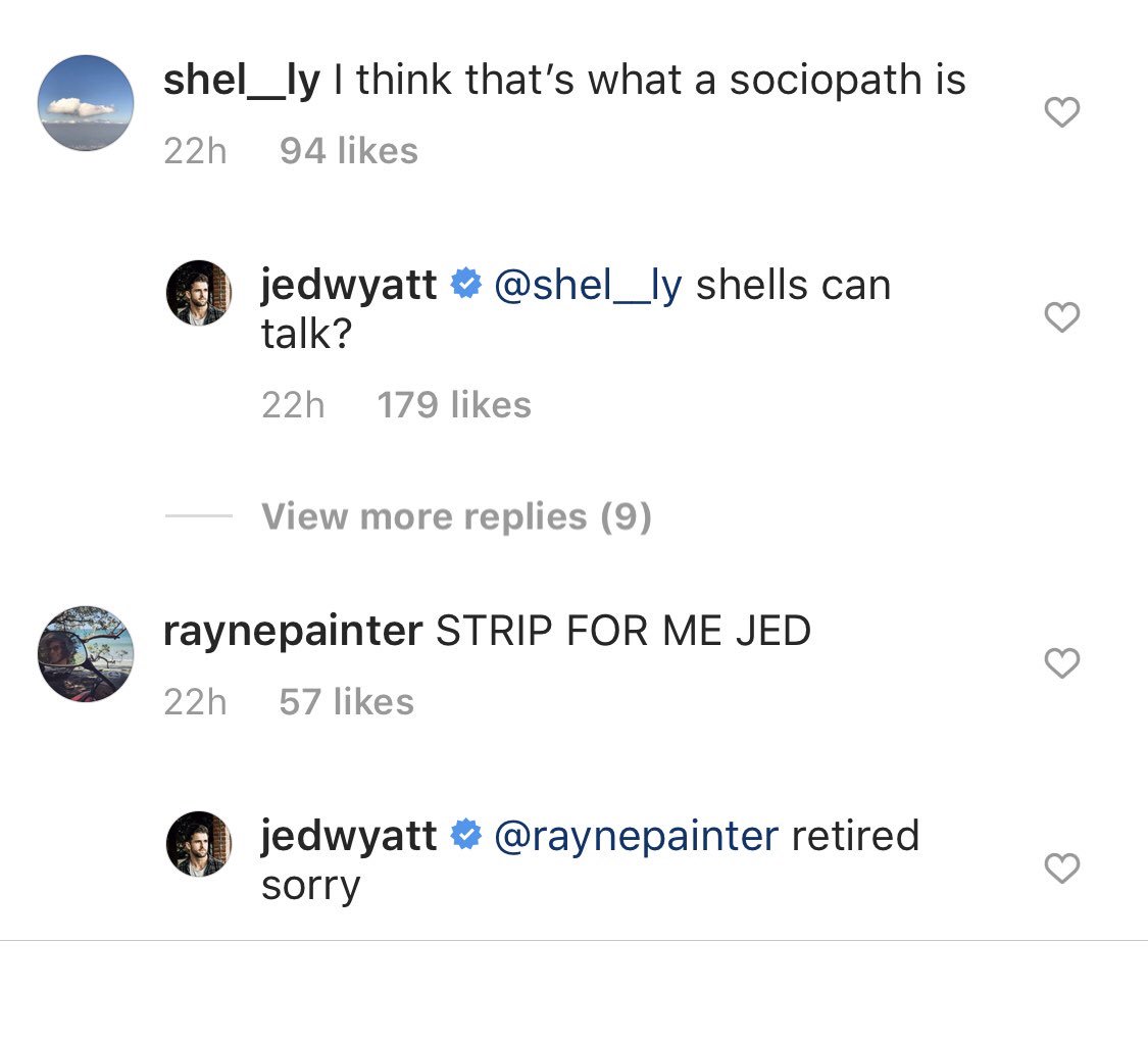 odelia_aran's tweet photo. @viallnicholas28 thoughts on these comments Jed is leaving on his ig?? https://t.co/rxxmIFsfVF