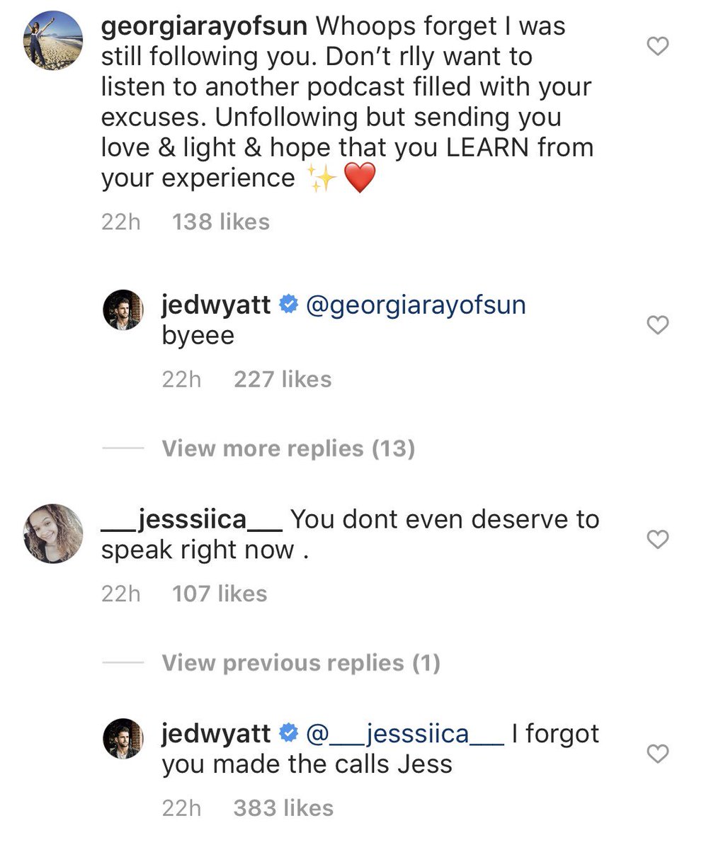 odelia_aran's tweet photo. @viallnicholas28 thoughts on these comments Jed is leaving on his ig?? https://t.co/rxxmIFsfVF