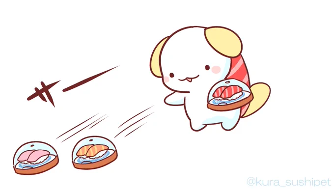 TLの下の人に寿司をながすしゃりわんこ 